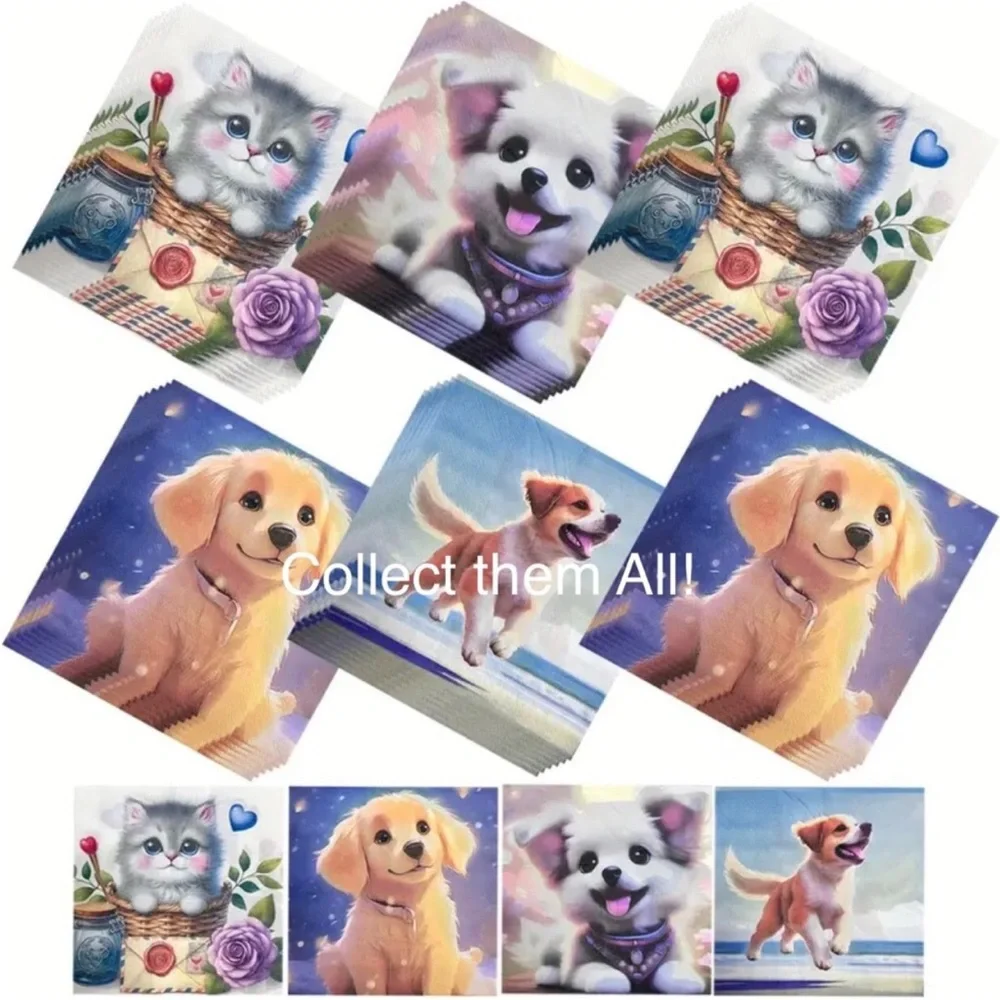 Letter Floral Sweet Kitten in Basket Luncheon Paper Napkins, 20 ct